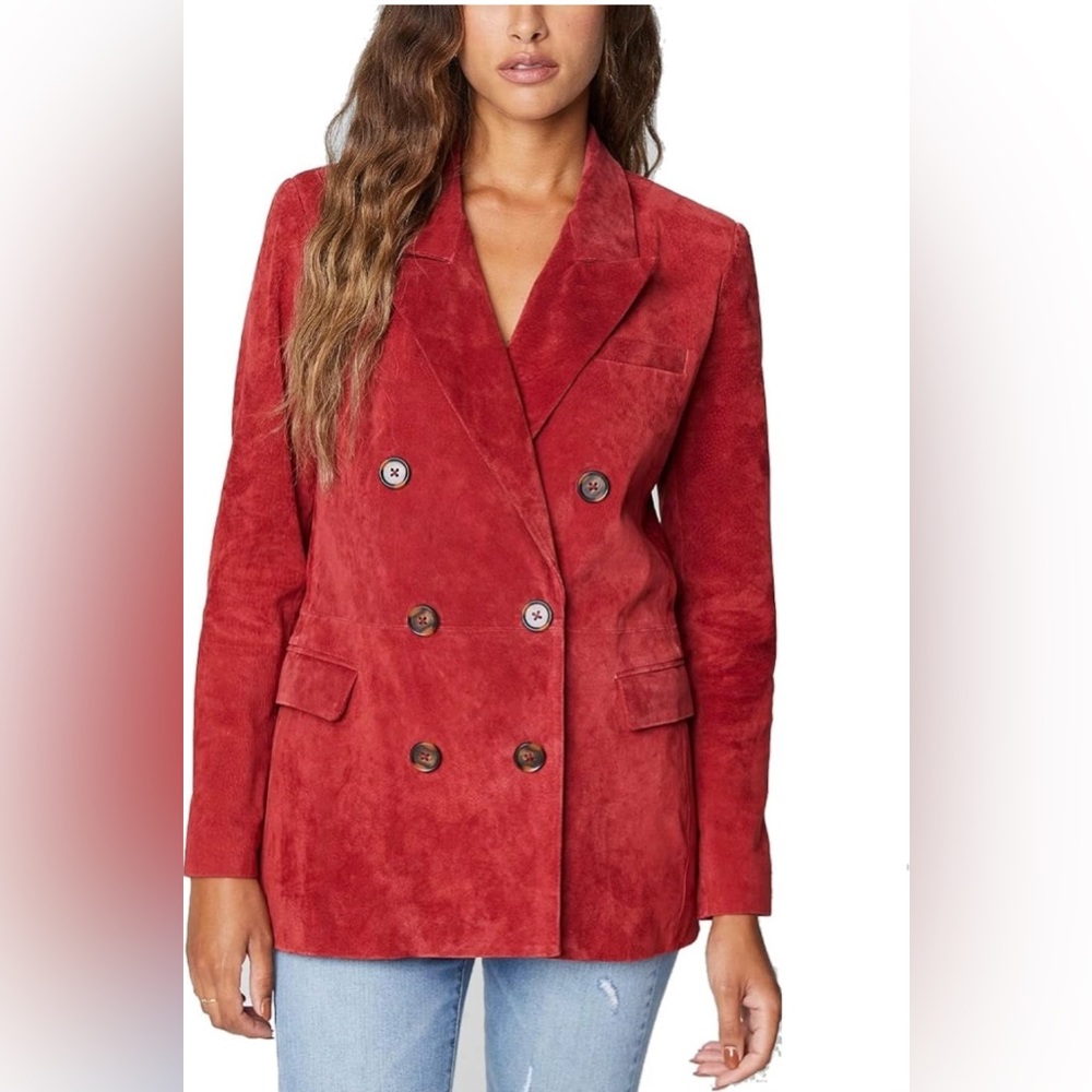 Blank NYC Women's Stolen Kiss Double Breasted Suede Blazer Size S